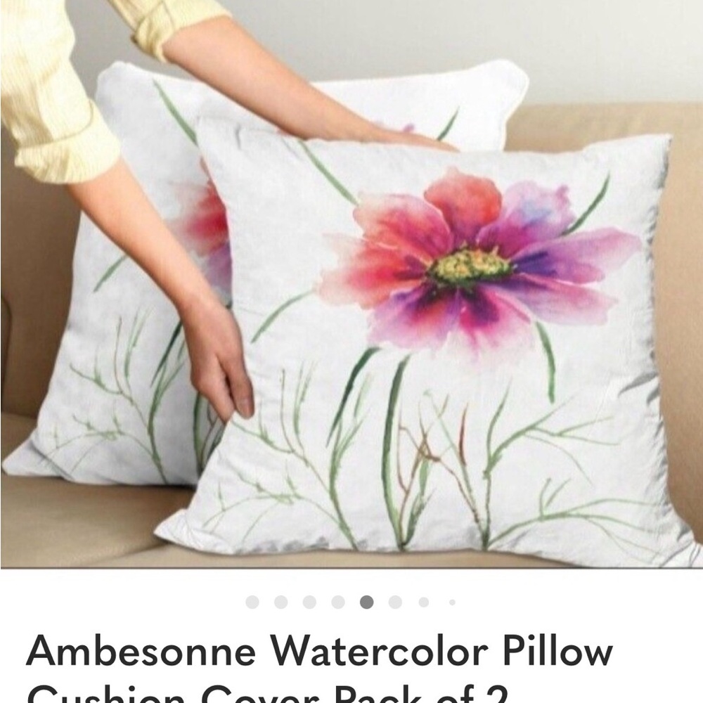 Floral Accent Pillow covers Set - Pink and Green - Picture 2 of 2